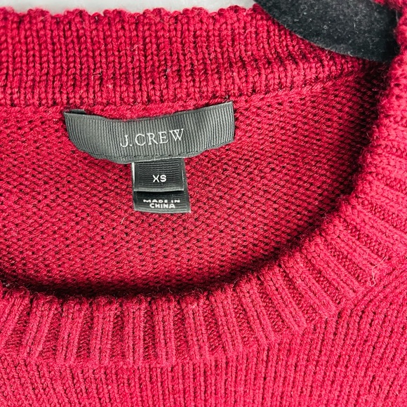 J CREW BURGUNDY TRIPLE TIPPED PULLOVER SWEATER 3 GAUGE WOOL STRIPES - Picture 4 of 8